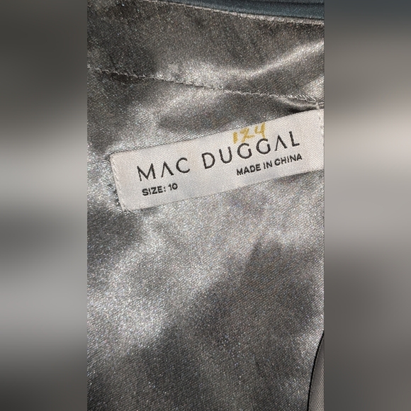 NWT Mac Duggal Organza One-Shoulder Pleated Gown Maxi Dress Fusion Blue US 10 - Picture 9 of 10